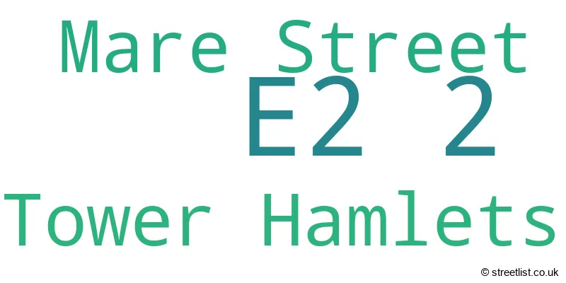 A word cloud for the E2 2 postcode